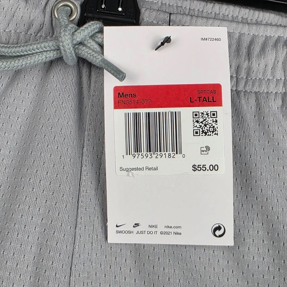 Nike Club Flow Gray Mesh Gym Outdoor Shorts Men's Size LT Large Tall FN3514 077